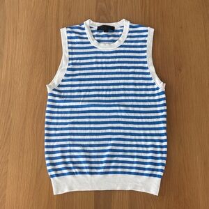Zara blue and white sleeveless knit top. Size L. Gently worn